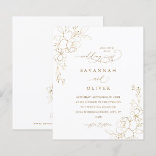 Papier Mariage Floral Gold Linal Budget Blanc & Or