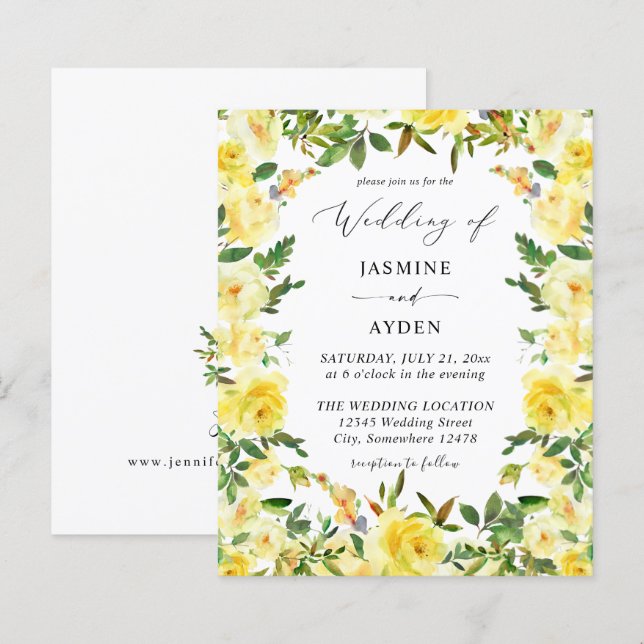 Papier Mariage Floral Jaune Budget V2 (Devant / Derrière)