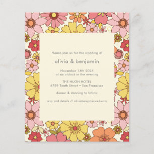 Papier Mariage Floral Rétro Bohème Rose Jaune à Petit Bud