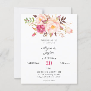 Papier Mariage floral rose budget florissant