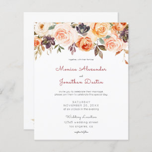 Papier Mariage floral rose et brun budget