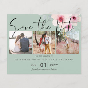 Papier Mariage floral rose vif Enregistrer les dates