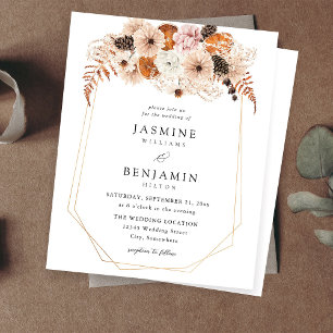 Papier Mariage Floral Rustique Champagne BeigeOrange