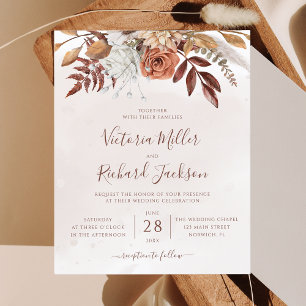 Papier Mariage Floral Terracotta Rustique d'Automne à Pet