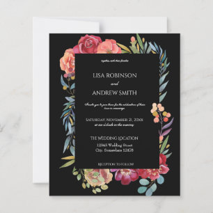 Papier Mariage floral tropical rose et prune V1 à budget