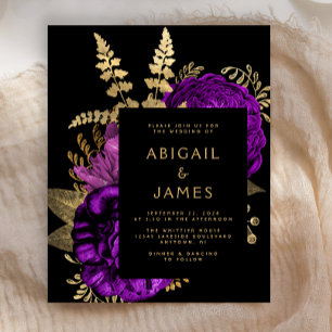 Papier Mariage Foncé Floral Violet Or Budgétaire