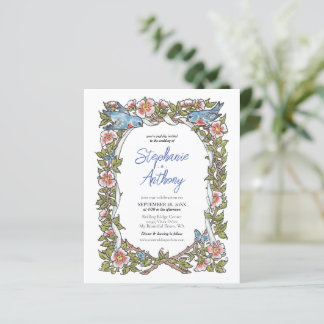 Papier Mariage frontalier floral d'oiseaux Fleurs sauvage