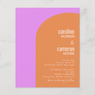 Papier Mariage géométrique Budget rose et orange rétro