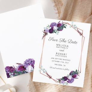 Papier Mariage géométrique floral violet Enregistrer la d