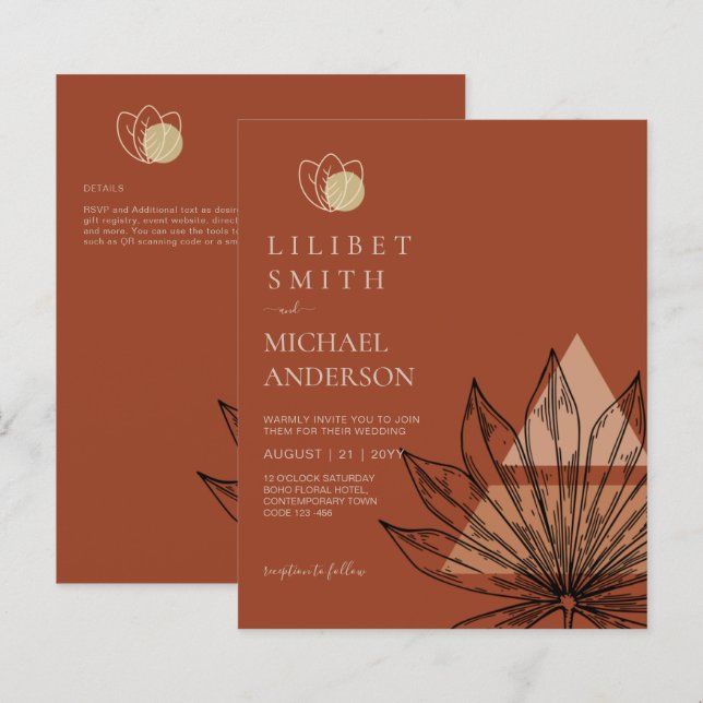 Papier Mariage géométrique japonais Abstrait (Devant / Derrière)