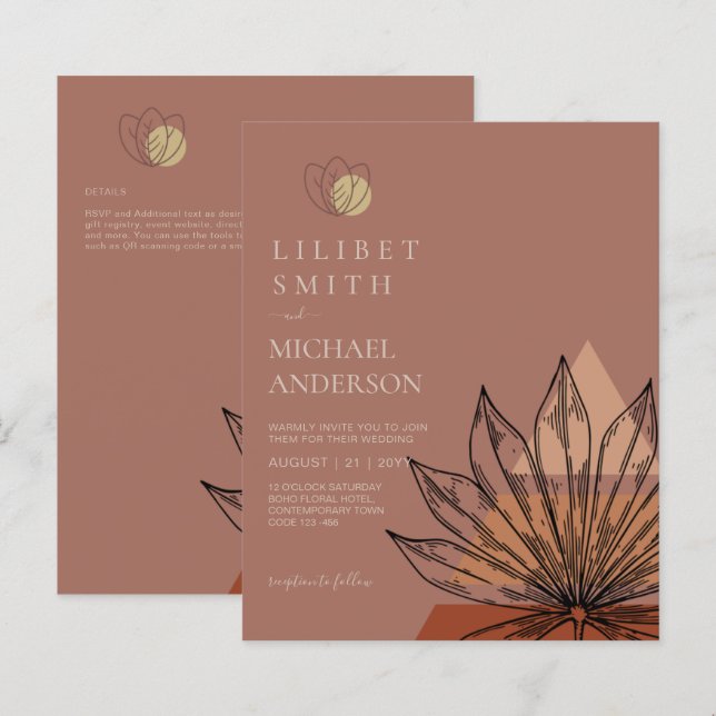 Papier Mariage géométrique japonais Abstrait (Devant / Derrière)