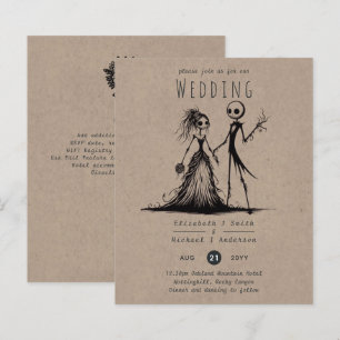 Papier Mariage gothique Cartoon Bride Groom manuscrit