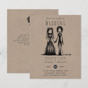 Papier Mariage gothique Cartoon Mariée Groom amusant Hand