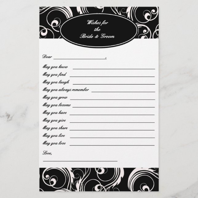 Papier Mariage Keepsaké - Voeux Pour Mariée & Salle (Devant)