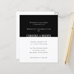 Papier Mariage Moderne en Noir et Blanc à Blocs de Couleu