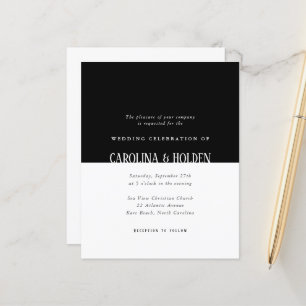 Papier Mariage Moderne en Noir et Blanc avec Blocs de Cou