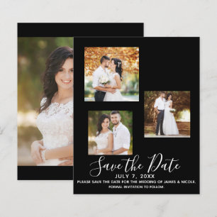 Papier Mariage Moderne Minimaliste Noir Photo Enregistrer