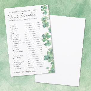Papier Mariage Mots Mêlés Shower Shamrock de Mariée