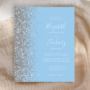 Papier Mariage Pailleté Argent Bleu Bébé Pastel Économiqu