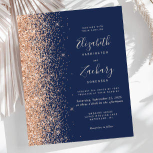 Papier Mariage pailleté faux bleu marine pêche budget
