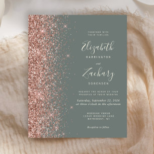 Papier Mariage Pailleté Or Rose Vert Sage Économique