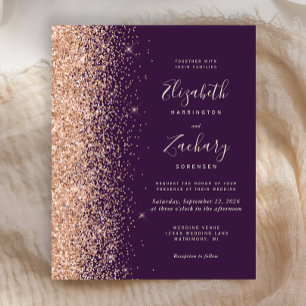 Papier Mariage Paillettes Faux Peach Violet Foncé Budget