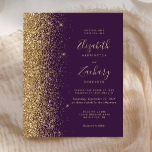 Papier Mariage Paillettes Or Violet Foncé Économique