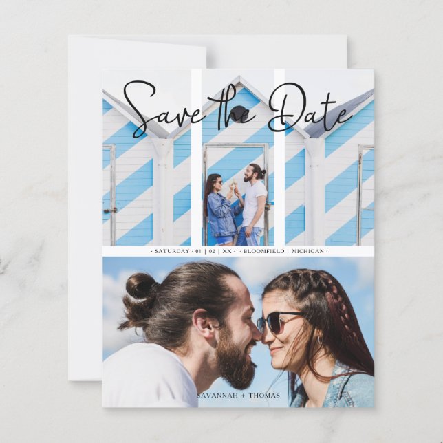 Papier Mariage pas cher Moderne Élégant Collage 2 Photos (Devant)