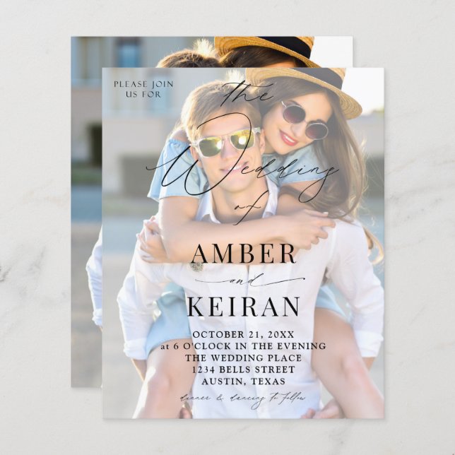 Papier Mariage photo Budget White Shades (Devant / Derrière)