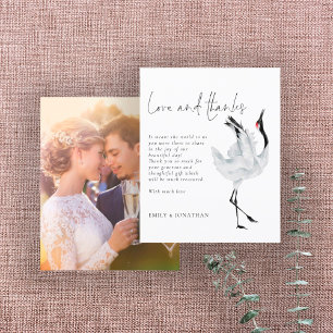 Papier MARIAGE photo de grue Élégante BUDGET Merci