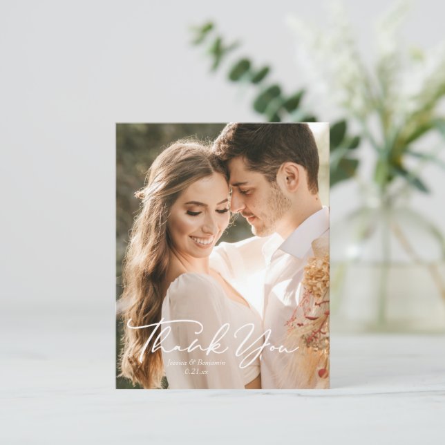 Papier Mariage photo de script minimal simple Merci (Debout devant)