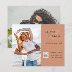 Papier Mariage PHOTO EN Terracotta légère SAVE DATE QR CO