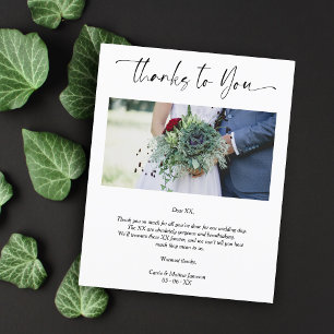 Papier Mariage photo Merci fournisseurs Script Whimsical