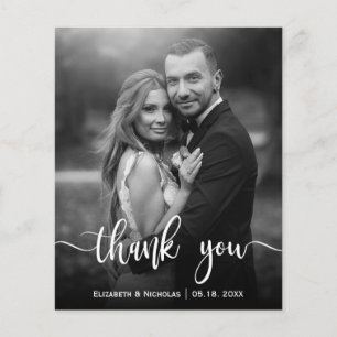 Papier Mariage photo noir blanc élégant budget Merci