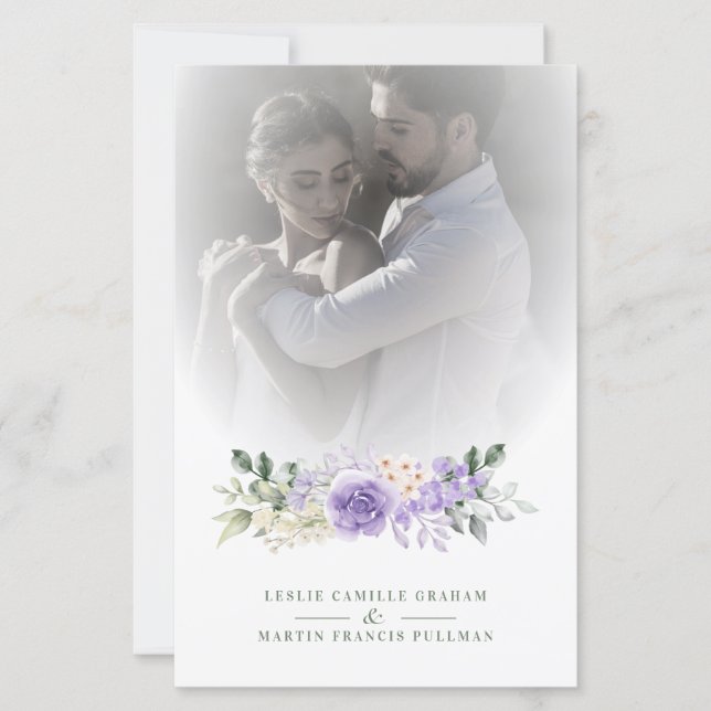 Papier Mariage photo romantique violet Floral Garland (Devant)