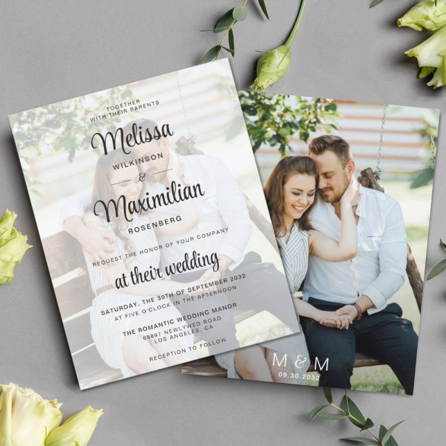 Papier Mariage photo transparent de script moderne budget (Créateur téléchargé)