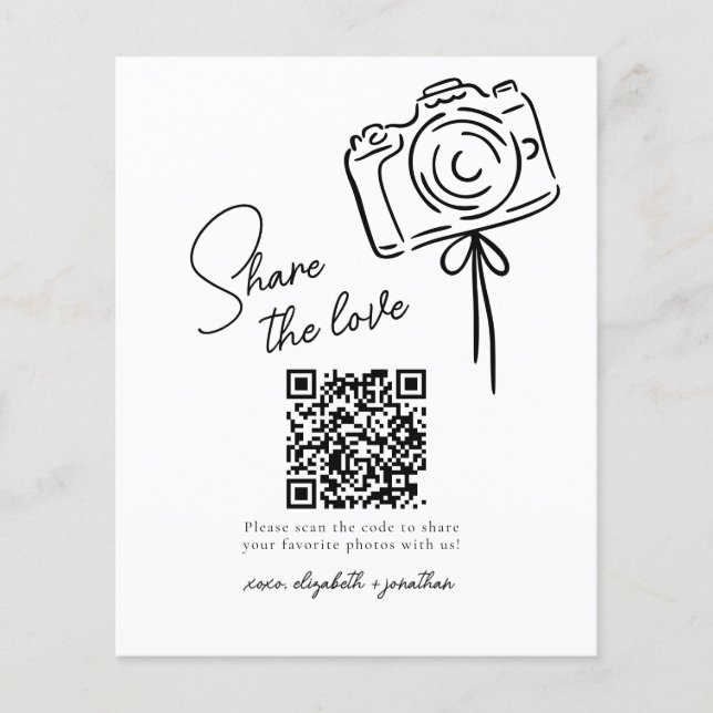 Papier Mariage QR Code Partage de Photos Partagez l'Amour (Devant)
