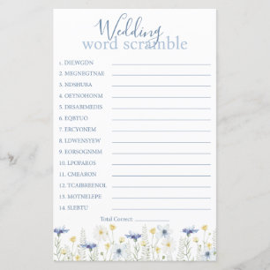 Papier Mariage Quelque Chose de Bleu Anagramme de Mots