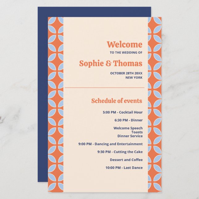 Papier Mariage rétro du milieu du siècle (Devant / Derrière)