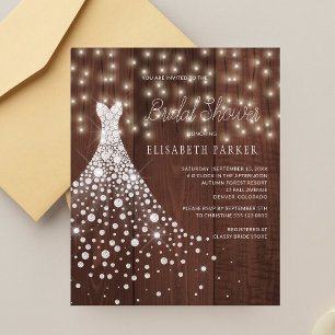 Papier Mariage robe rustique bois nuptiale invitation