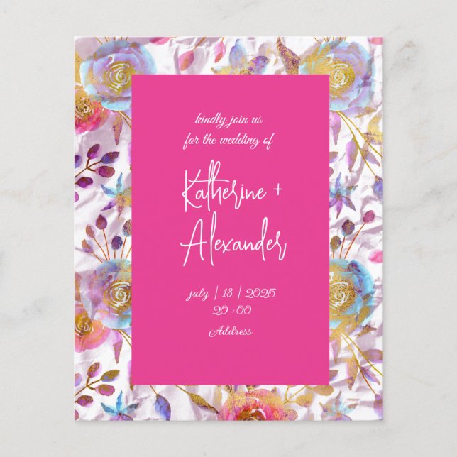 Papier Mariage rose floral Lily Invitation classiques (Devant)