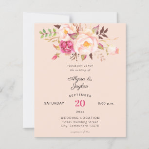 Papier Mariage Rose Pâle Floral Abricot Rose