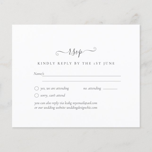 Papier Mariage RSVP blanc clair minimaliste simple (Devant)