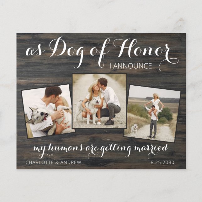 Papier Mariage Rustique Chien Enregistrer La Date Budget  (Devant)