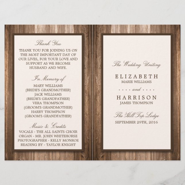 Papier Mariage rustique en bois Brown (Devant)