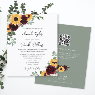 Papier Mariage rustique tournesol budget avec Invitation 