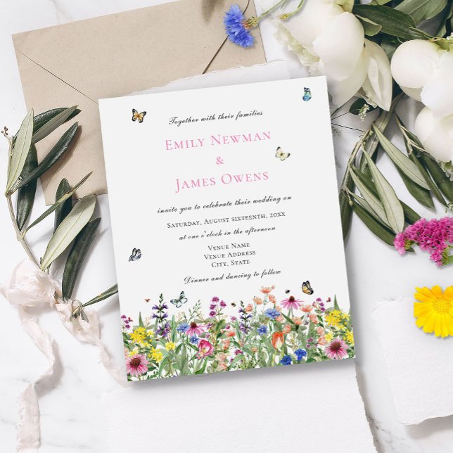 Papier Mariage Simple Bohème Fleurs Sauvages Petit Budget (Créateur téléchargé)
