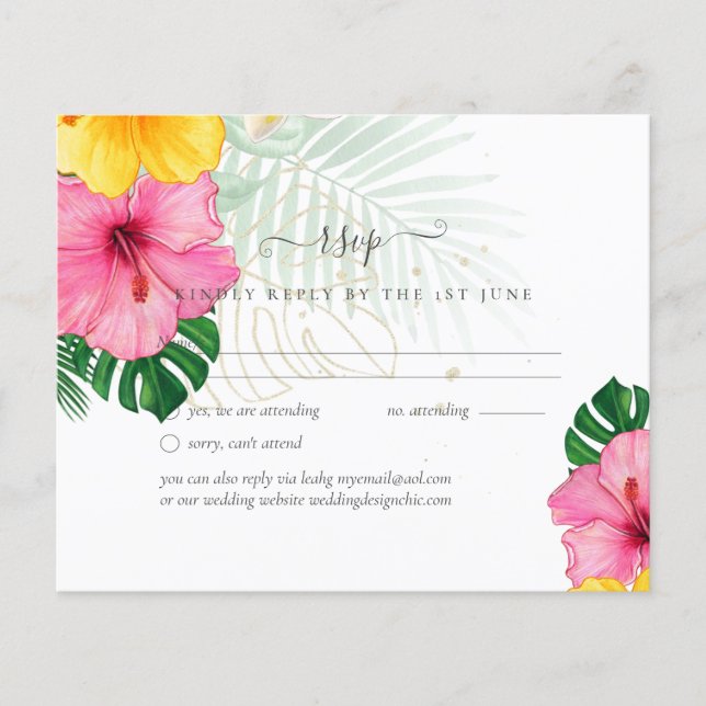 Papier Mariage sur la plage paradisiaque tropicale - Flor (Devant)