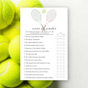 Papier Mariage Tennis Baby shower  Jeu plus ou moins