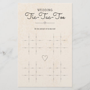 Papier Mariage Tic-Tac-Toe avec Coeur Table Jeu